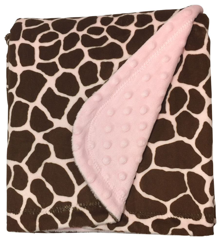 Baby Jade Pink Giraffe Minky Blanket