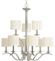 Inspire 9-Light, 2-Tier Chandelier, Brushed Nickel and Off-white