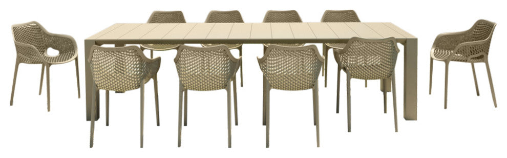 Air XL Extension Dining Set 11-Piece Taupe
