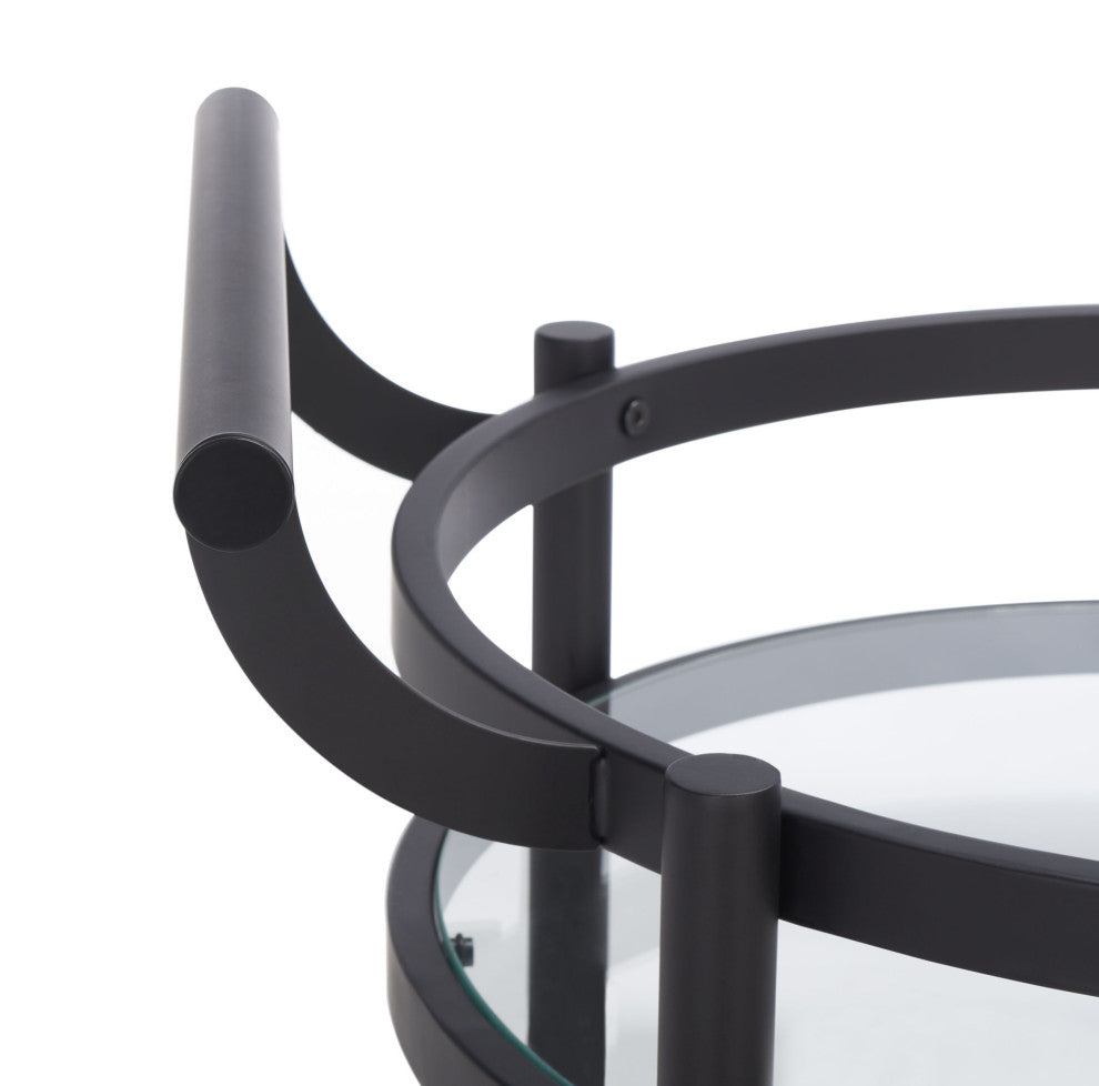 Safavieh Sienna 2 Tier Round Bar Cart, Matte Black