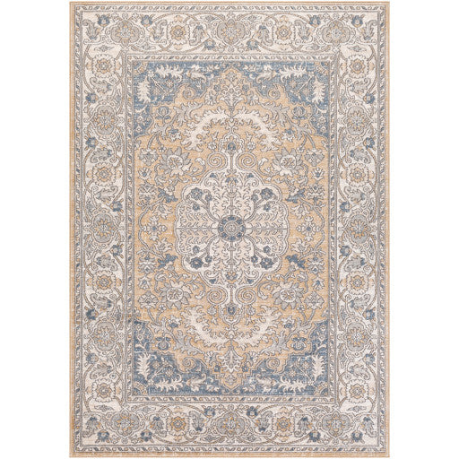 Surya Seattle STA-2308 6'7"x9' Rug, Medium Gray/Khaki/Denim/White