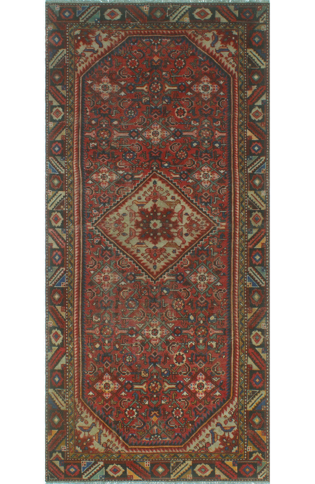 Semi-Antique Birdhil Rust/Beige Runner, 4'10x10'0