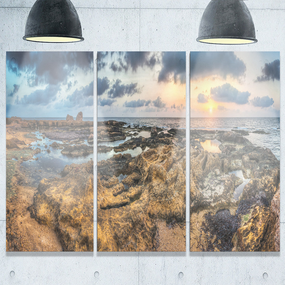 "Rocky African Seashore Panorama" Metal Wall Art, 3 Panels, 36"x28"