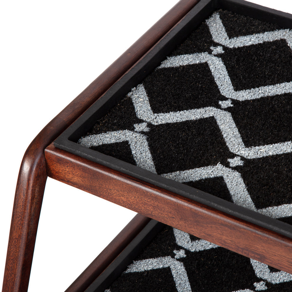 Double-Tier Brown Stand With 3-Pair Rubber Boot Trays San Tropez