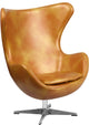 Gold Leather Egg Chair With Tilt-Lock Mechanism