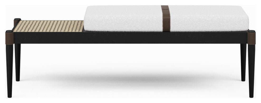 Bello Bench, Noodles Opulent Upholstery, Black, Natural Frame