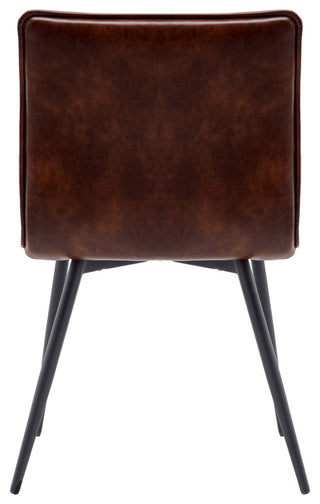 Set of 4 Minimalist Faux Leather Side Chairs for Dining Room, Dark Brown