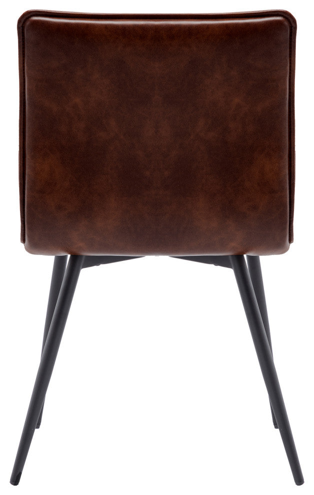 Set of 4 Minimalist Faux Leather Side Chairs for Dining Room, Dark Brown
