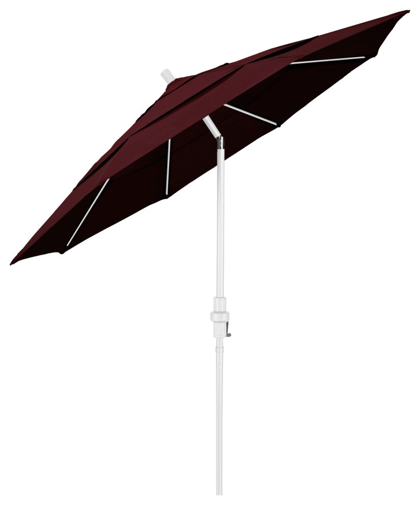 11' Matted White Collar Tilt Lift Fiberglass Rib Aluminum Umbrella, Pacifica, Burgundy