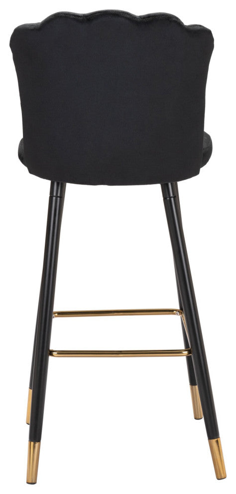 Bar Stool Chair Barstool, Steel Metal, Fabric, Black, Gold, Kitchen Cafe Bistro