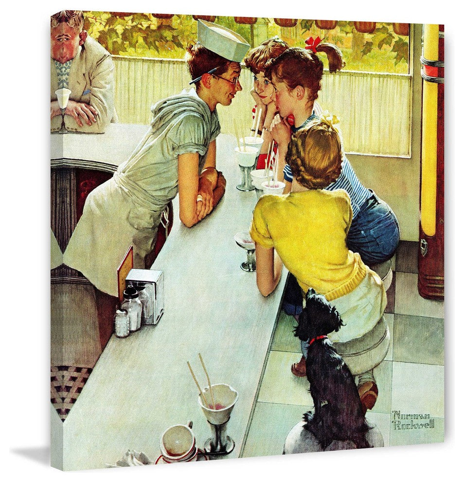 "Soda Jerk" Painting Print on Canvas by Norman Rockwell