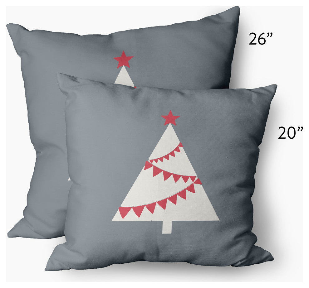 Garland Tree Decorative Throw Pillow, Mid Gray, 14"x20"