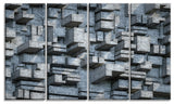 Black Abstract Geometric Background, Abstract Canvas Wall Art, 48"x28", 4 Panels