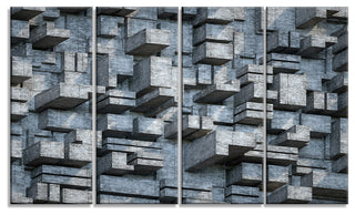 Black Abstract Geometric Background, Abstract Canvas Wall Art, 48"x28", 4 Panels
