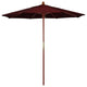 7.5' Square Push Lift Wood Umbrella, Burgundy Pacifica