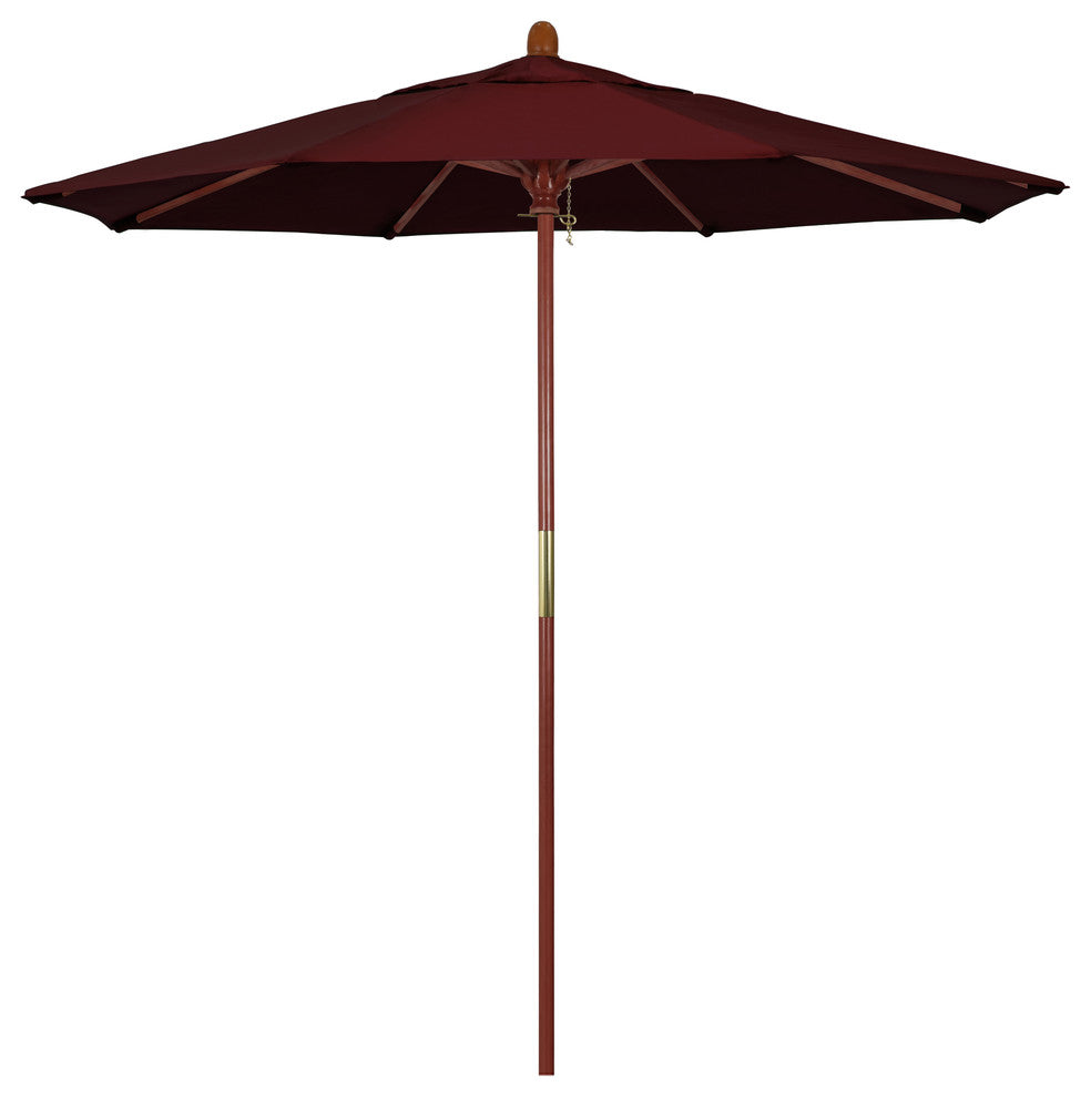 7.5' Square Push Lift Wood Umbrella, Burgundy Pacifica