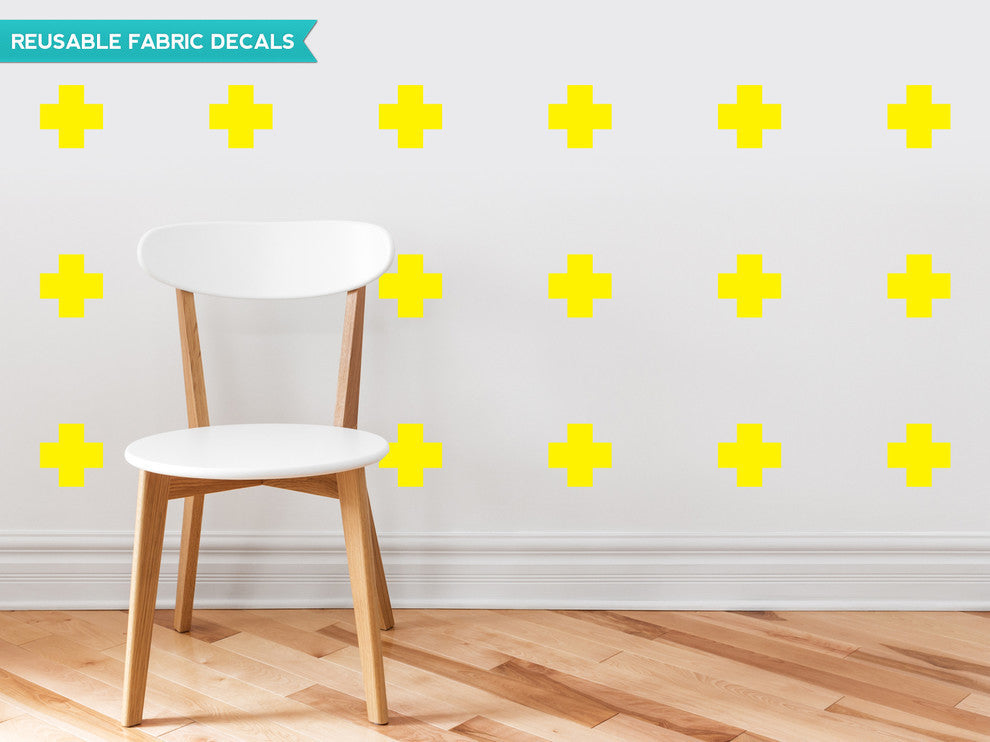 Plus Sign Fabric Wall Decals, Set of 18, Yellow
