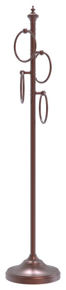 Floor Standing 4 Towel Ring Stand, Antique Copper