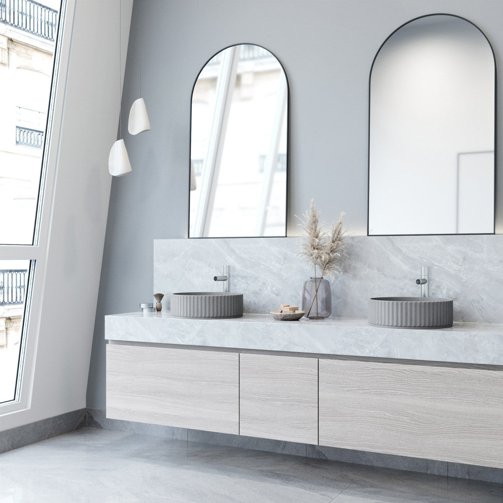 Windsor 16"L x 16"W Concrete Vessel Sink and Ashford 11"H Faucet Set
