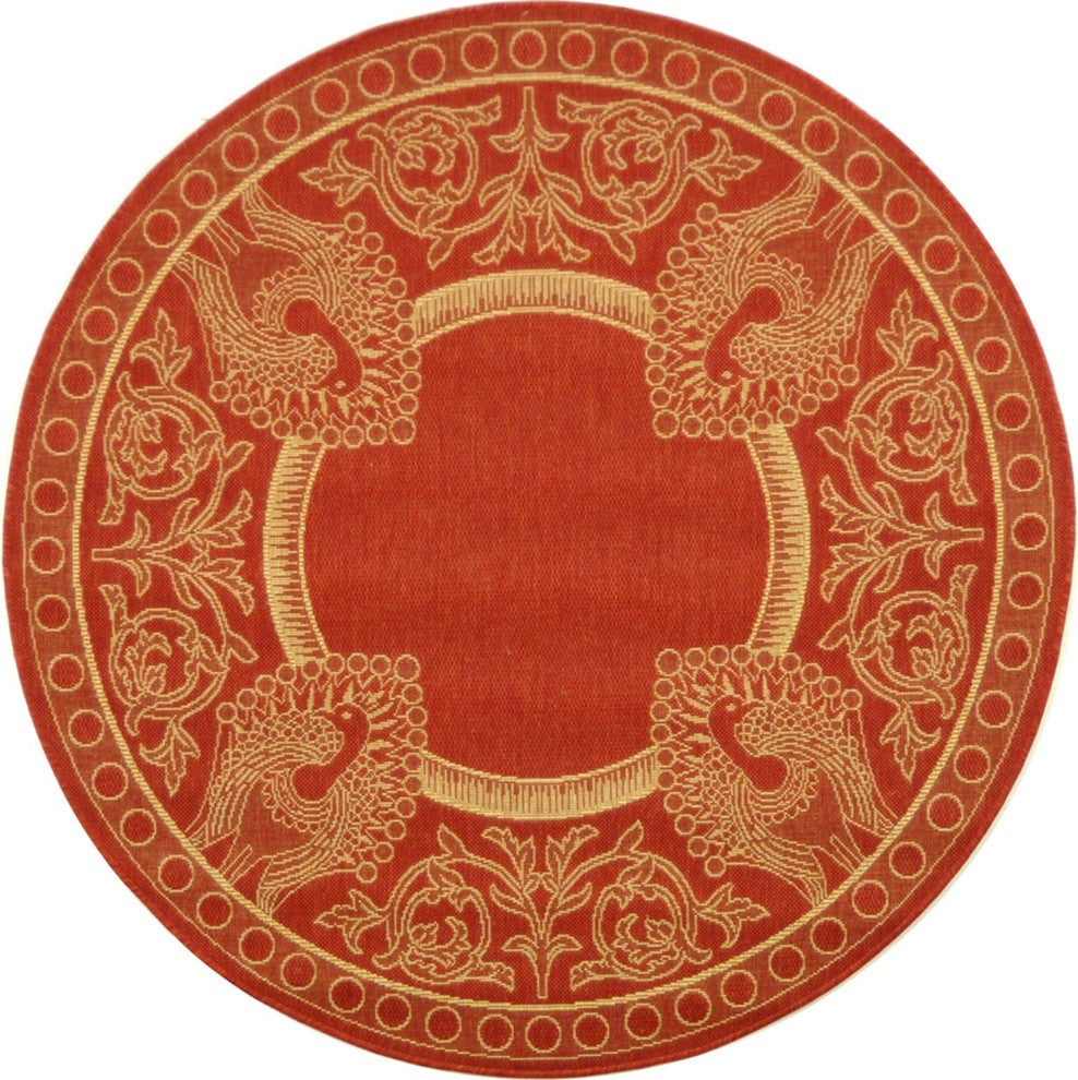 Safavieh Courtyard Cy2965-3707 Red, Natural Area Rug, 7'x7' Round