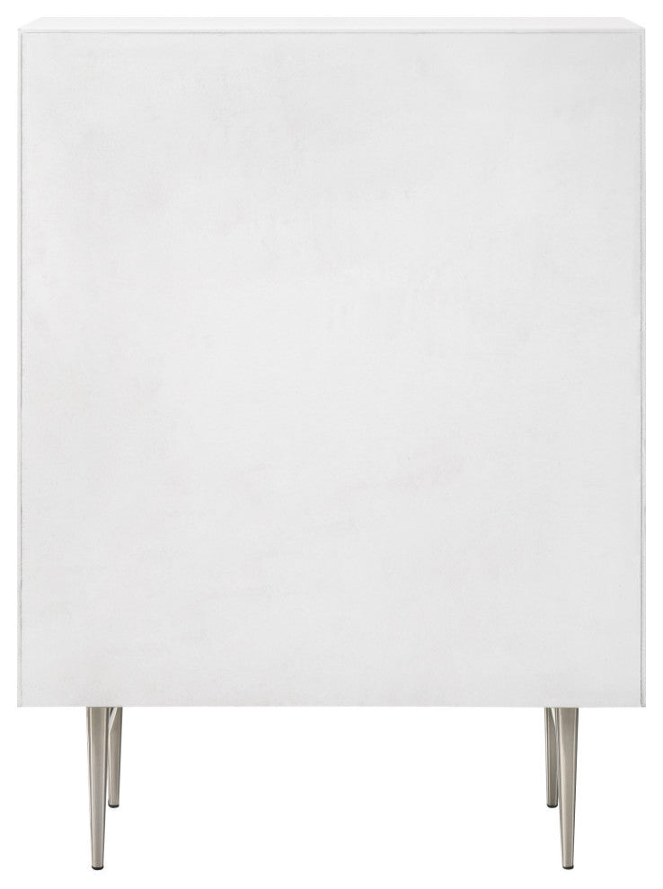 Modernist Medium Gloss Finish Chest, Brushed Chrome