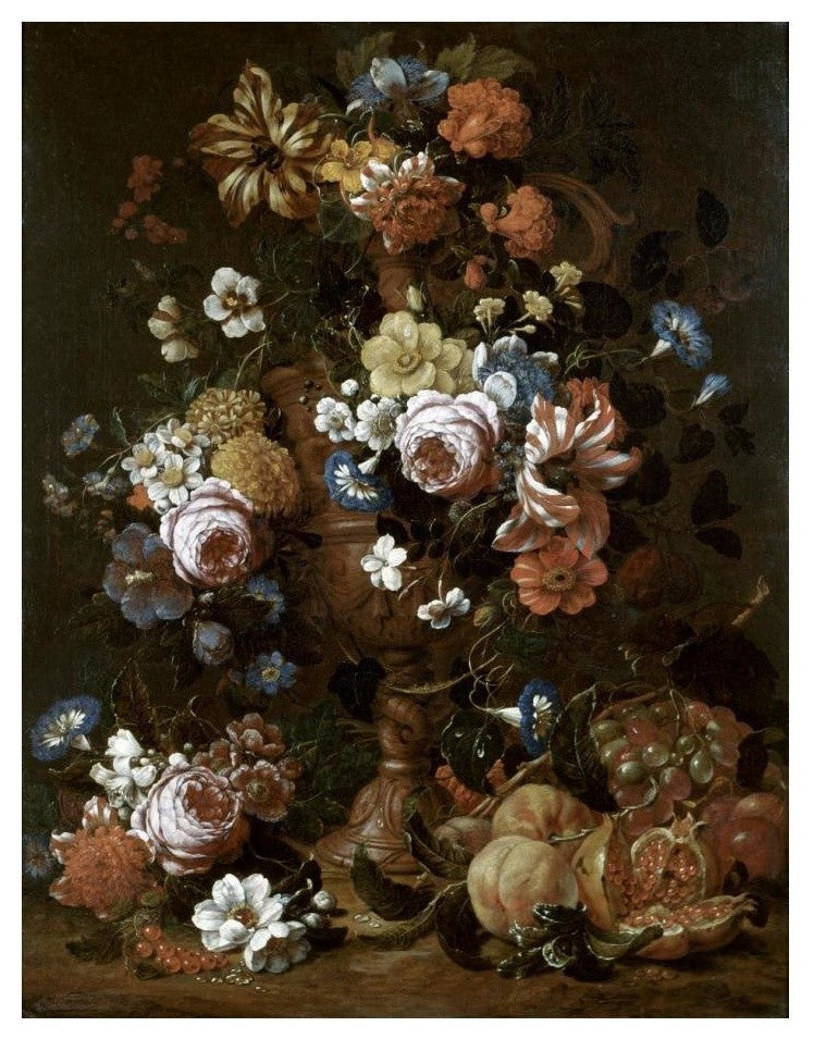 "Roses, Carnations & Other Flower In An Urn" Paper Art, 19"x24"
