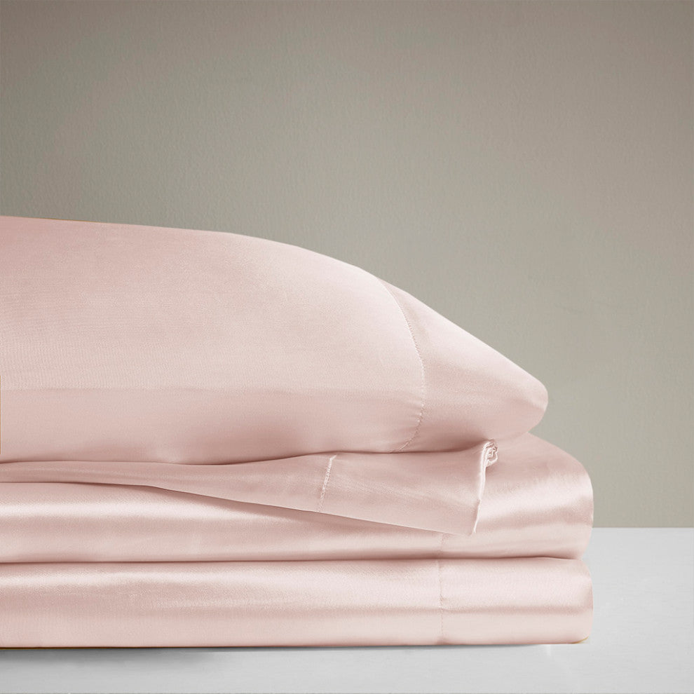 Madison Park Essentials Satin Luxury 6 PC Sheet Set, Blush