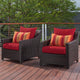 Deco 2 Piece Aluminum Outdoor Patio Club Chairs, Sunset Red