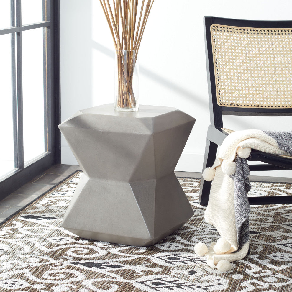 Safavieh Conan Concrete Accent Stool Dark, Grey