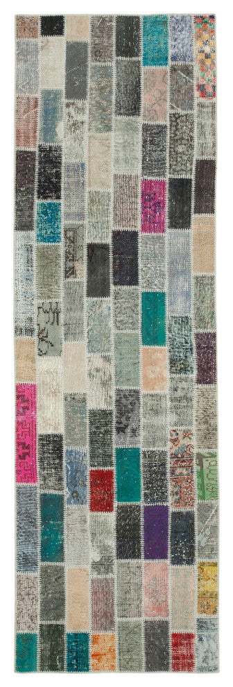 Rug N Carpet - Handwoven Oriental 3' 1" x 10' 1" Antique Patchwork Runner Rug
