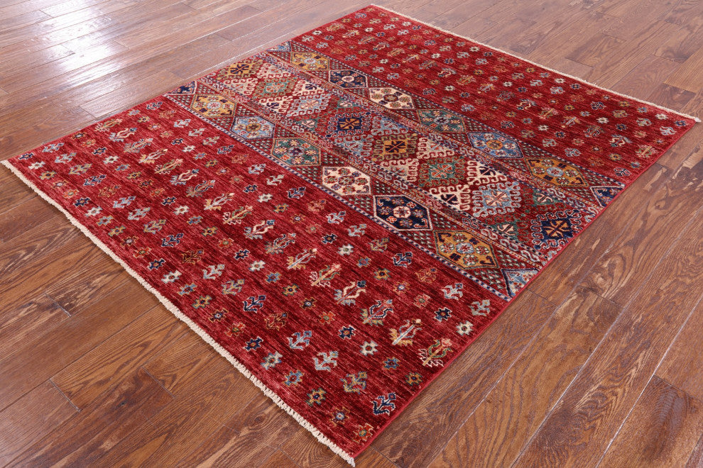 5' 0" X 5' 9" Khorjin Tribal Hand-Knotted Rug Q8032