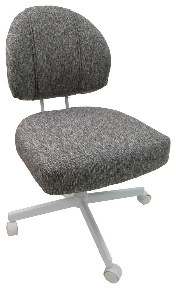 Swivel Caster Chair on Wheels, Mojave Gray, White Metal Frame