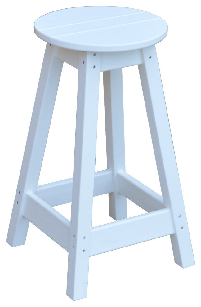 Poly Lumber Bar Stool, White, Counter Height, Round