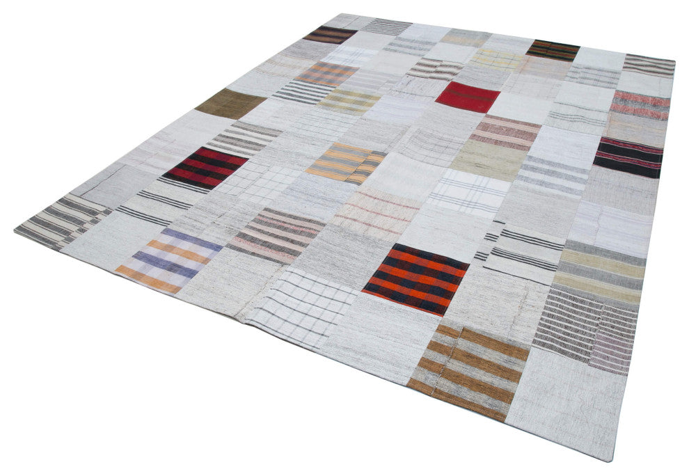Rug N Carpet - Handmade Oriental 8' 1'' x 9' 11'' Rustic Patchwork Kilim Rug
