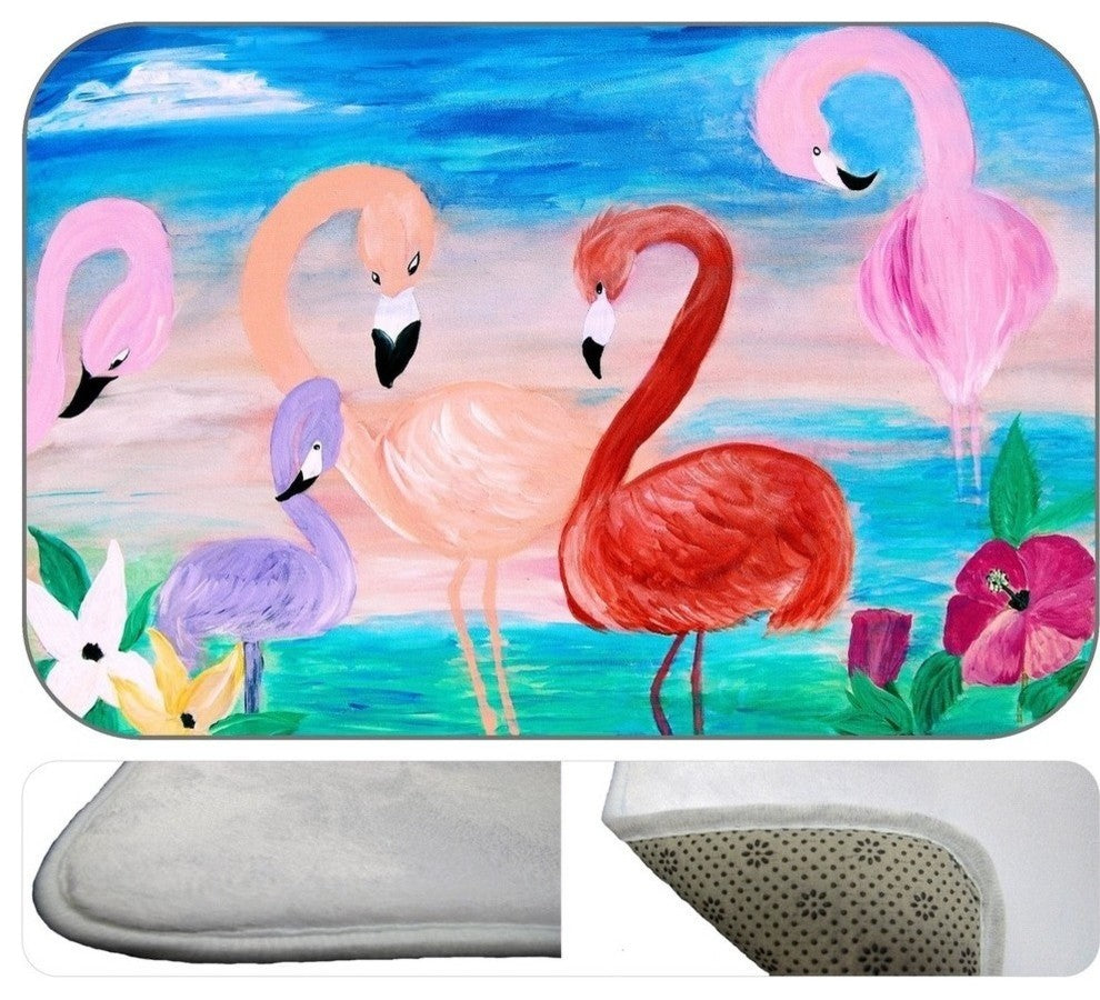 Famingo Garden Plush Bath Mat, 20"x15"