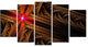 Golden Fractal Cross Design, Contemporary Canvas Art Print, 60"x32", 5 Panels