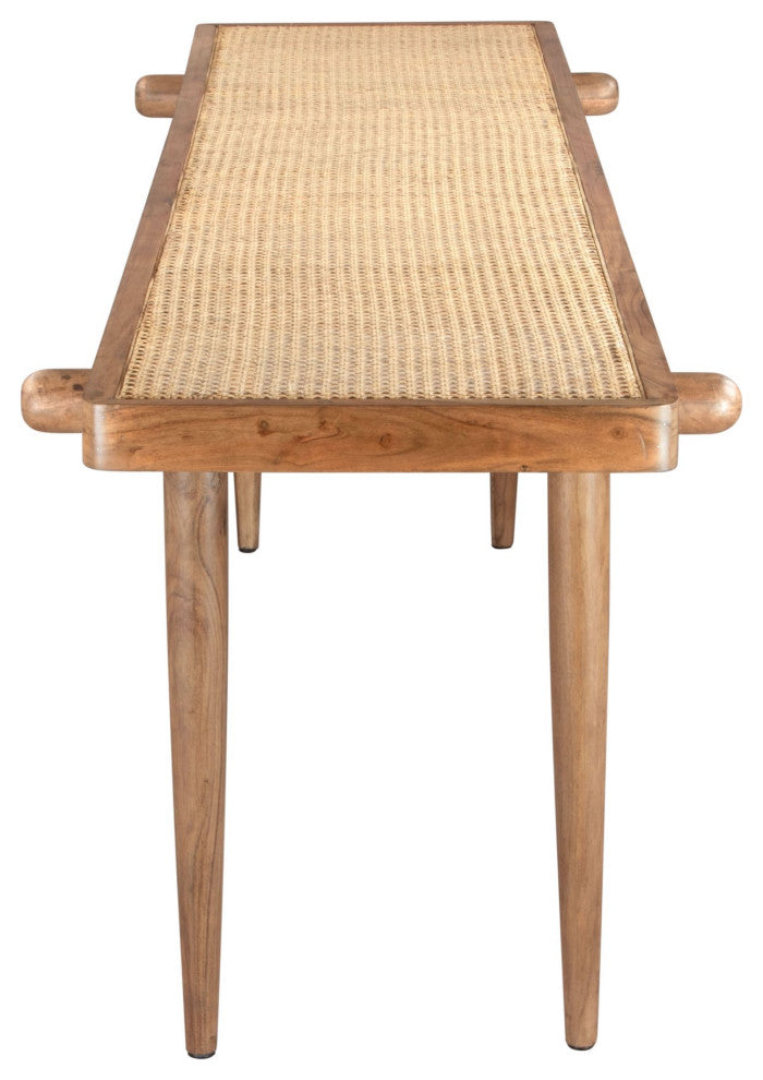 Accent Chair Bench, Wood, Natural, Living Lounge Cafe Hotel Lobby Hospitality