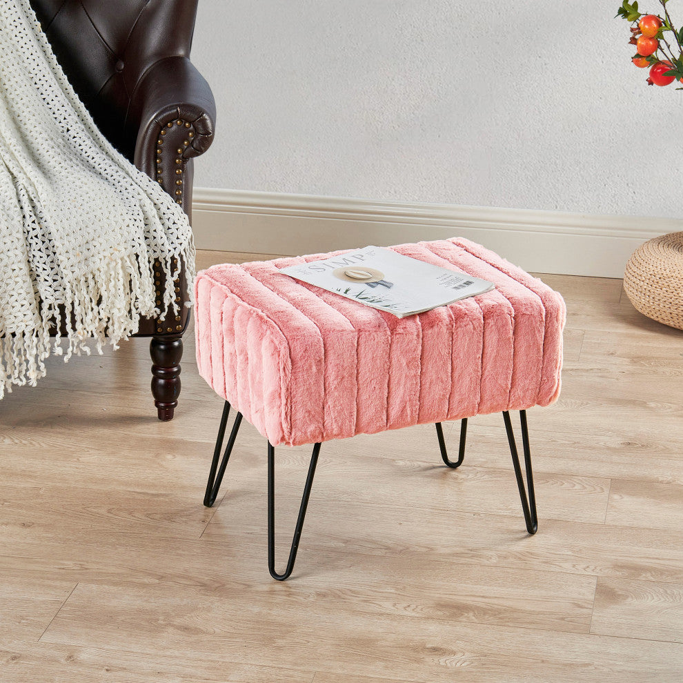 Serenta Super Mink Ottoman, Peach Echo, 19''x13''x17''