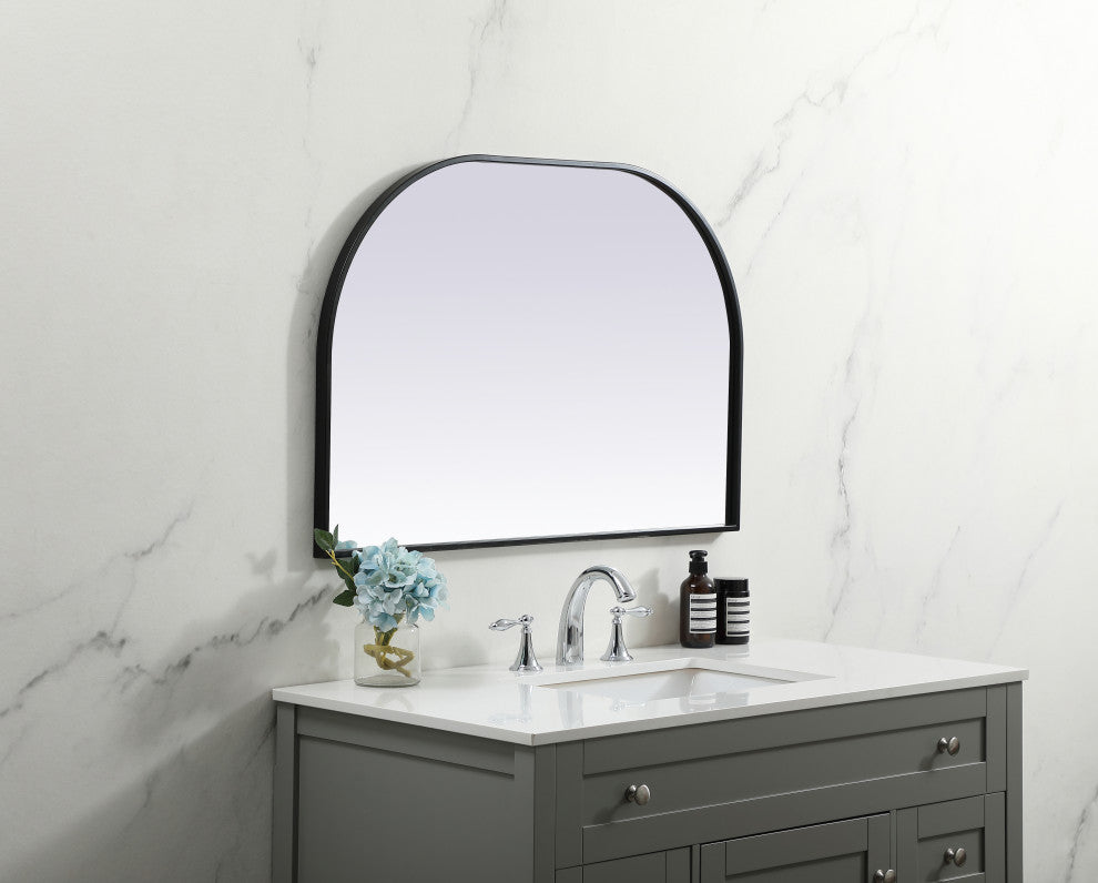 Metal Frame Arch Mirror 36X24 Inch, Black