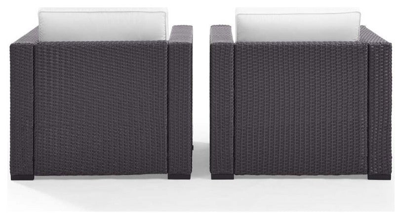Crosley Furniture Biscayne Fabric Patio Arm Chair in Brown/White (Set of 2)