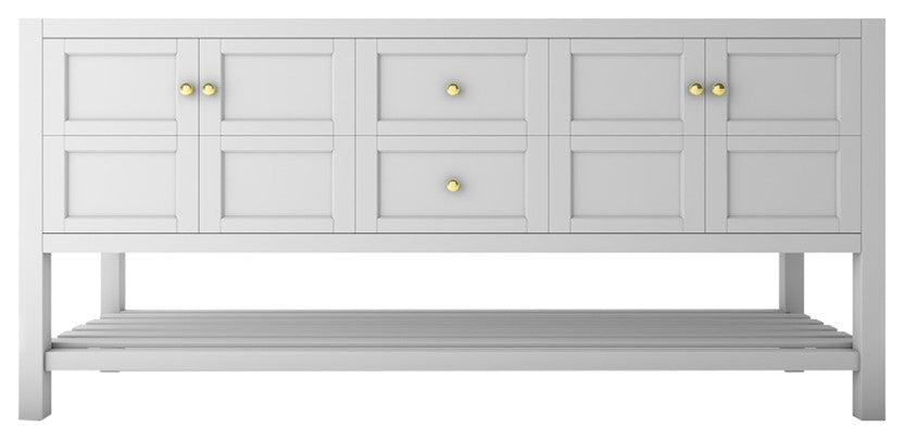 CastelloUSA Alicia 72" Freestanding Vanity, Base Only, White, Gold Handles