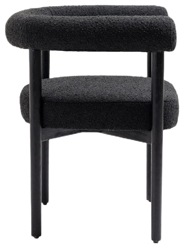 Hyatt Boucle Fabric Upholsetered Dining Chair, Black, Black Finish