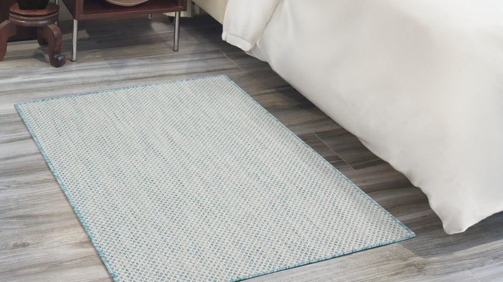 Nourison Courtyard 3' x 5' Ivory Aqua Modern Area Rug