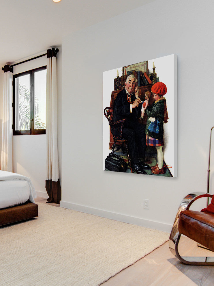 "Doctor and the Doll" Painting Print on Canvas by Norman Rockwell