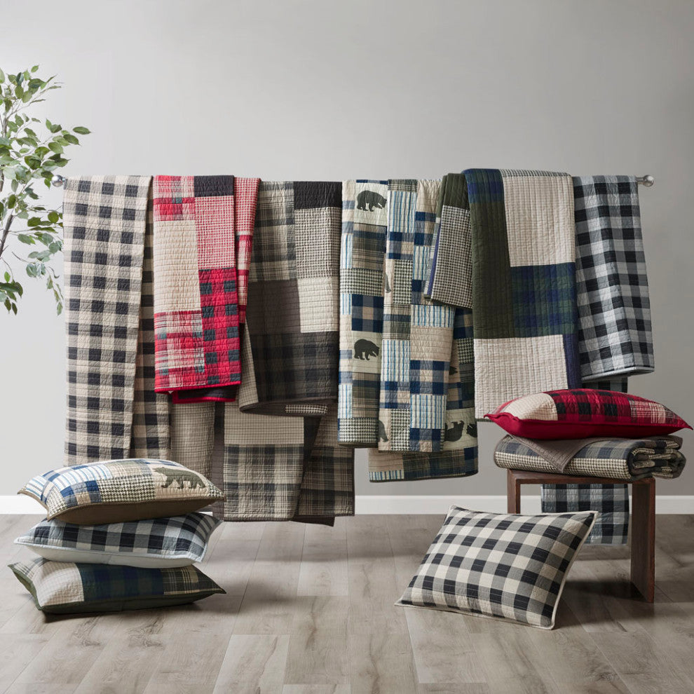 Woolrich Winter Plains 100% Cotton Oversized Quilt Mini Set, Taupe