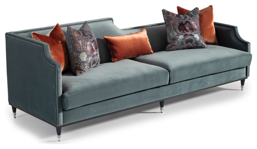 La Francaise Velvet Mansion Sofa Azure/Black