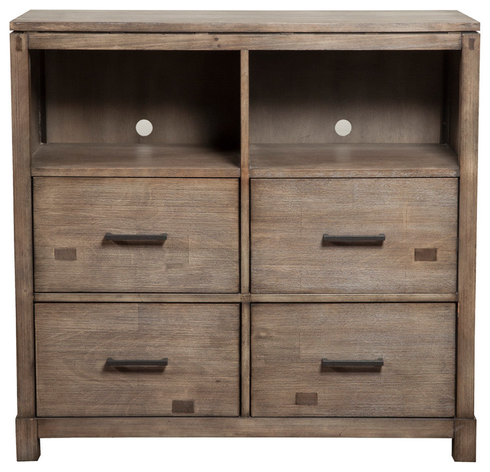 Sydney 4 Drawer TV Media Chest, Weathered Grey