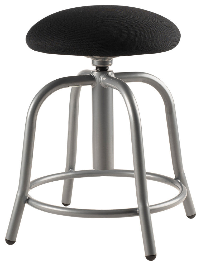 NPS 18"-25" Height Adjustable Stool, 3" Fabric Black Seat, Grey Frame