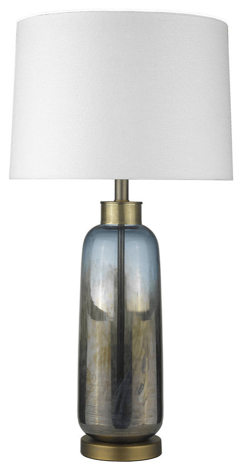 31" Brass Metal Table Lamp With White Empire Shade