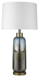 31" Brass Metal Table Lamp With White Empire Shade